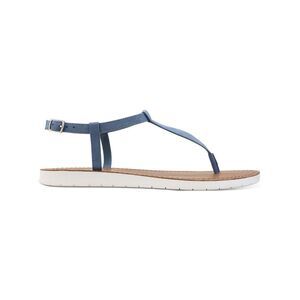 SUN STONE Womens Navy T-Strap Kristi Round Toe Wedge Slingback Sandal 9.5 M